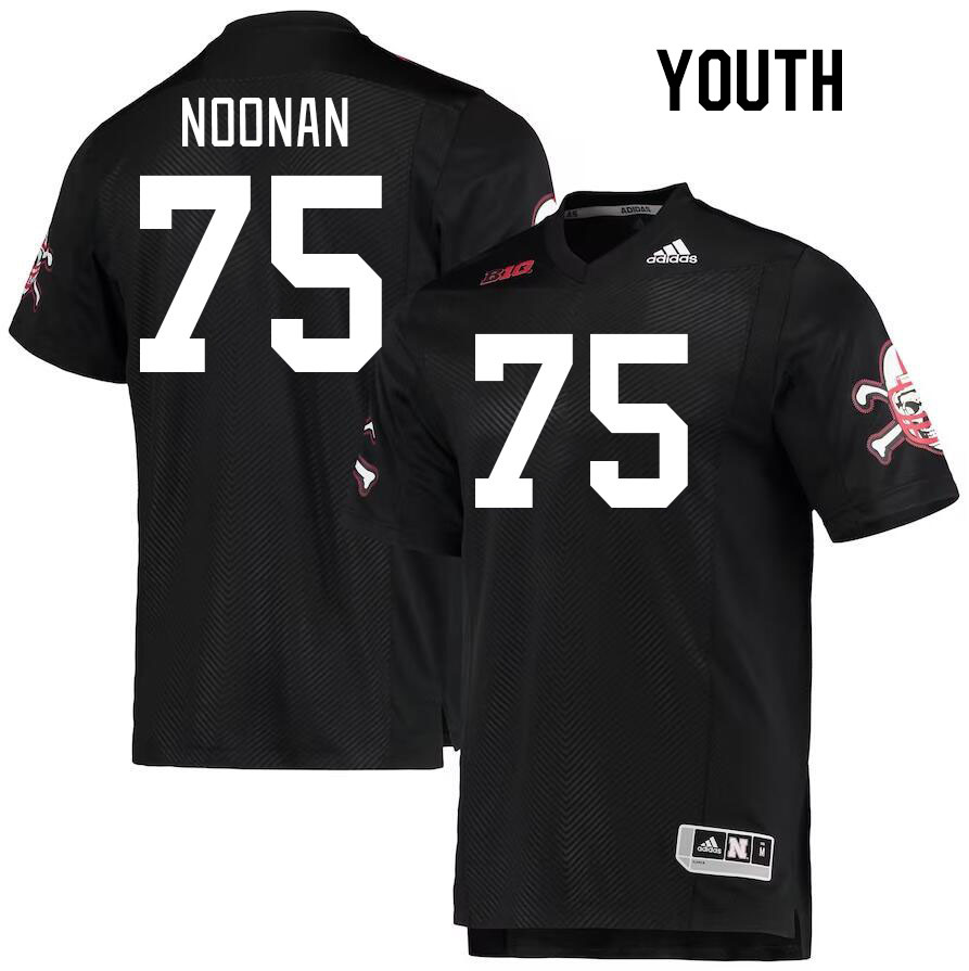 Youth #75 Maverick Noonan Nebraska Cornhuskers College Football Jerseys Stitched Sale-Black - Click Image to Close